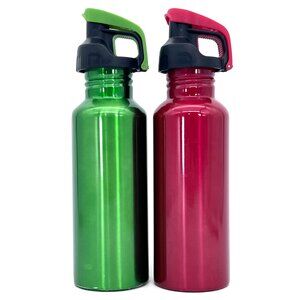 Cool Gear Stainless Steel Water Bottles 2-Pack 650ml BPA Free Holiday Red Green